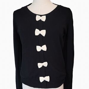 Dancings Days By Banned Retro 70 Black Sweater with White Bows